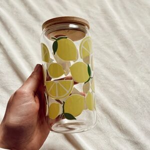 16 oz lemons glass cup